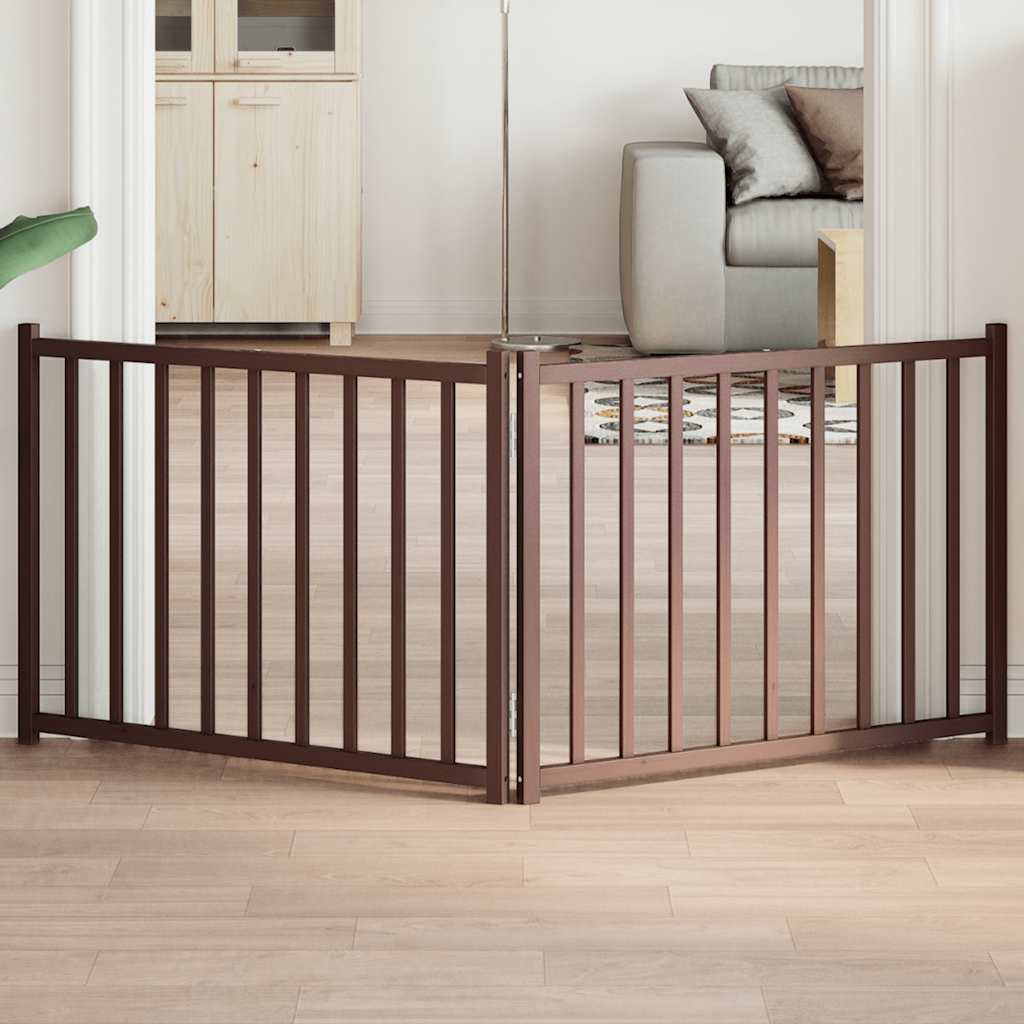 Clôture de chien vidaxl pliant 2 panneaux 160 cm Chêne brun solide