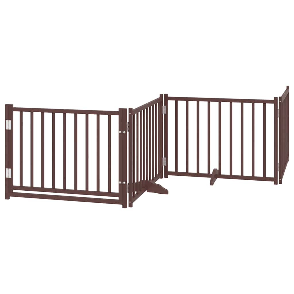 Fence de chien vidaxl pliant 4 panneaux 320 cm Chêne brun de pin massif