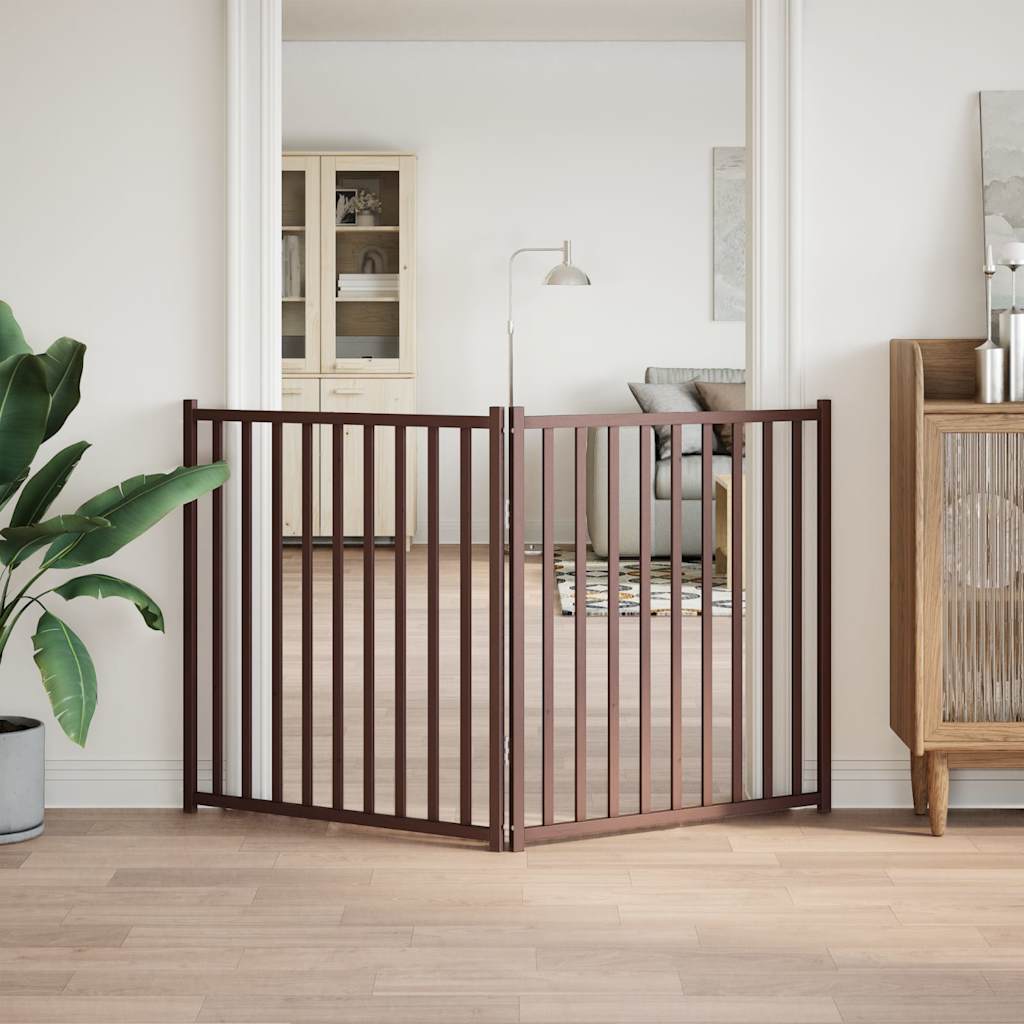Clôture de chien vidaxl pliant 2 panneaux 160 cm Chêne brun solide