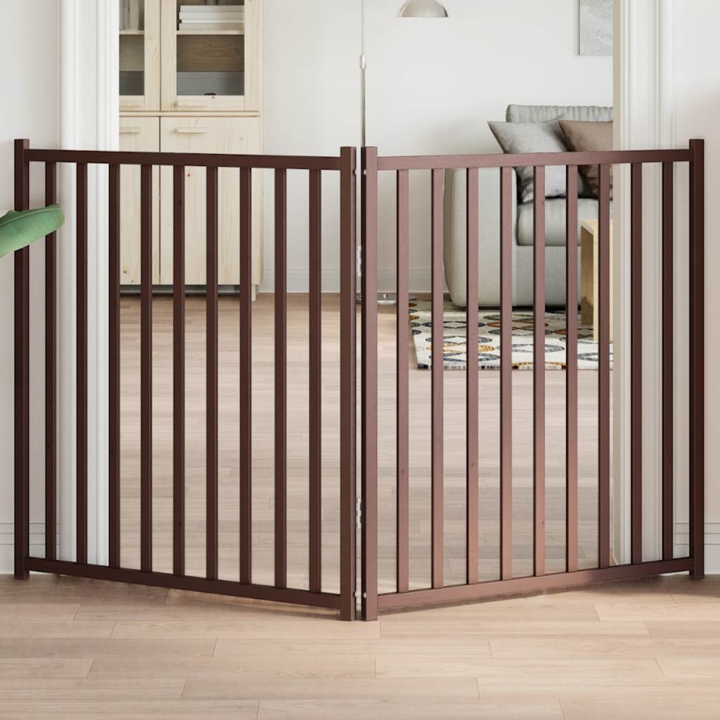 Clôture de chien vidaxl pliant 2 panneaux 160 cm Chêne brun solide