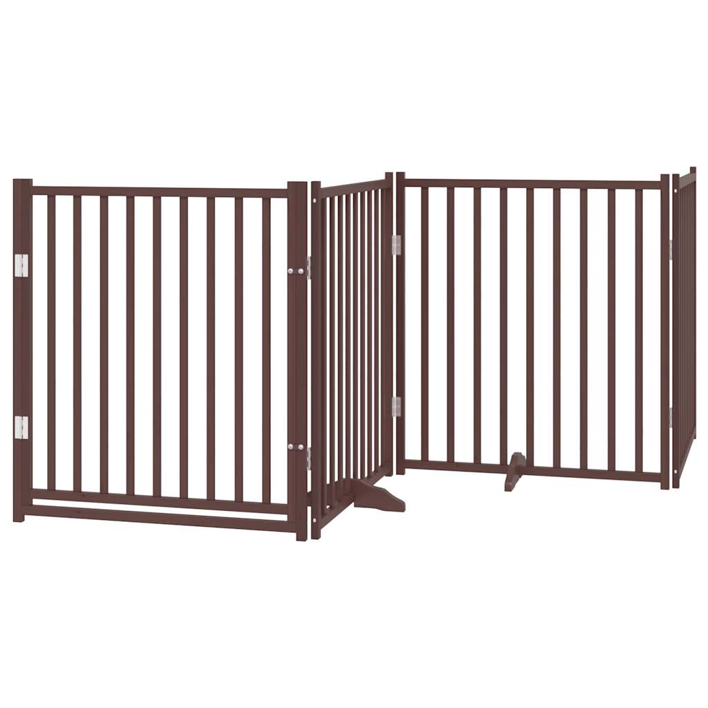 Vidaxl barrière pour chien pliable 4 panneaux 320cm pin massif chêne marron