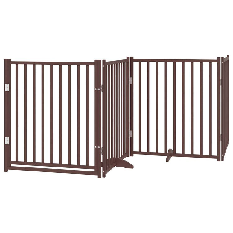 Vidaxl barrière pour chien pliable 4 panneaux 320cm pin massif chêne marron