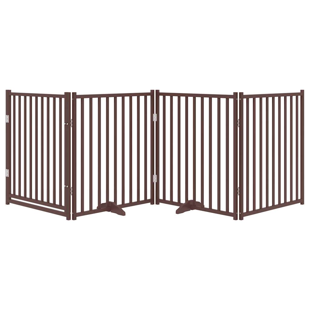 Vidaxl barrière pour chien pliable 4 panneaux 320cm pin massif chêne marron