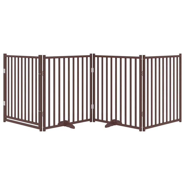 Vidaxl barrière pour chien pliable 4 panneaux 320cm pin massif chêne marron