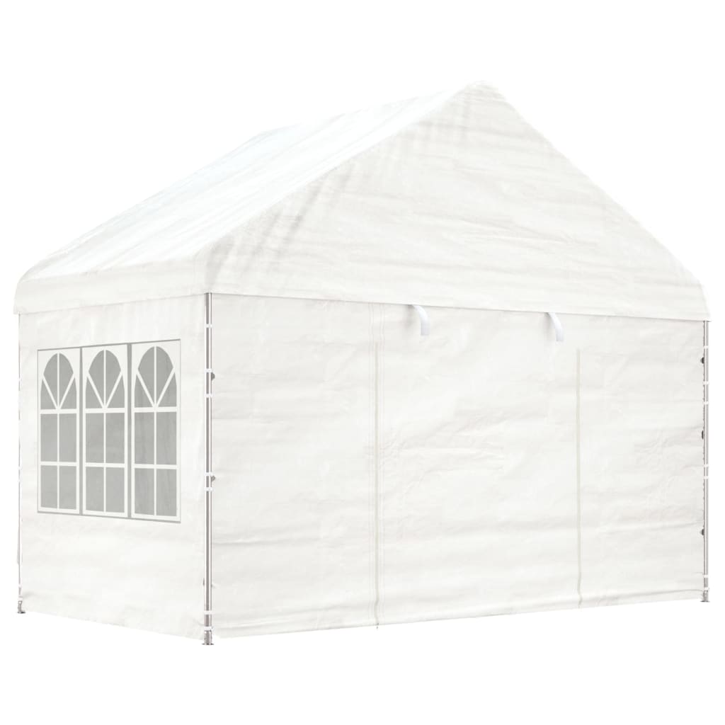 Arbor vidaxl avec toit 4.08x2.23x3,22 m Blanc en polyéthylène