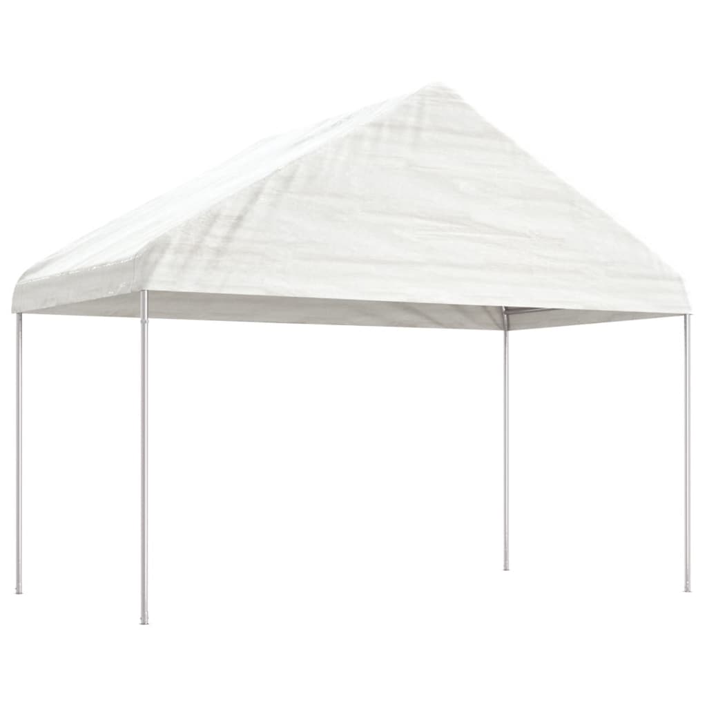 Arbor vidaxl avec toit 4.08x2.23x3,22 m Blanc en polyéthylène