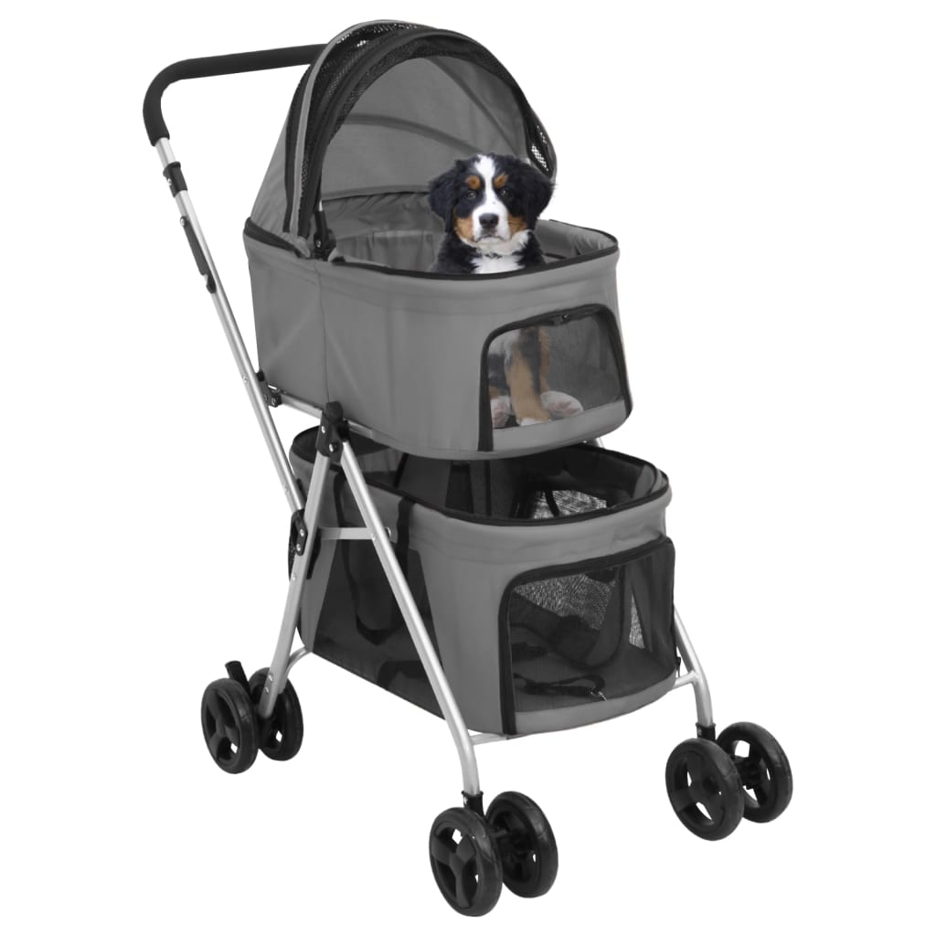 Vidaxl chien voiture 2 couches pliable 83x48x97 cm Oxford tissu gris