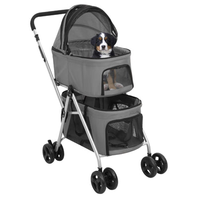 Vidaxl chien voiture 2 couches pliable 83x48x97 cm Oxford tissu gris