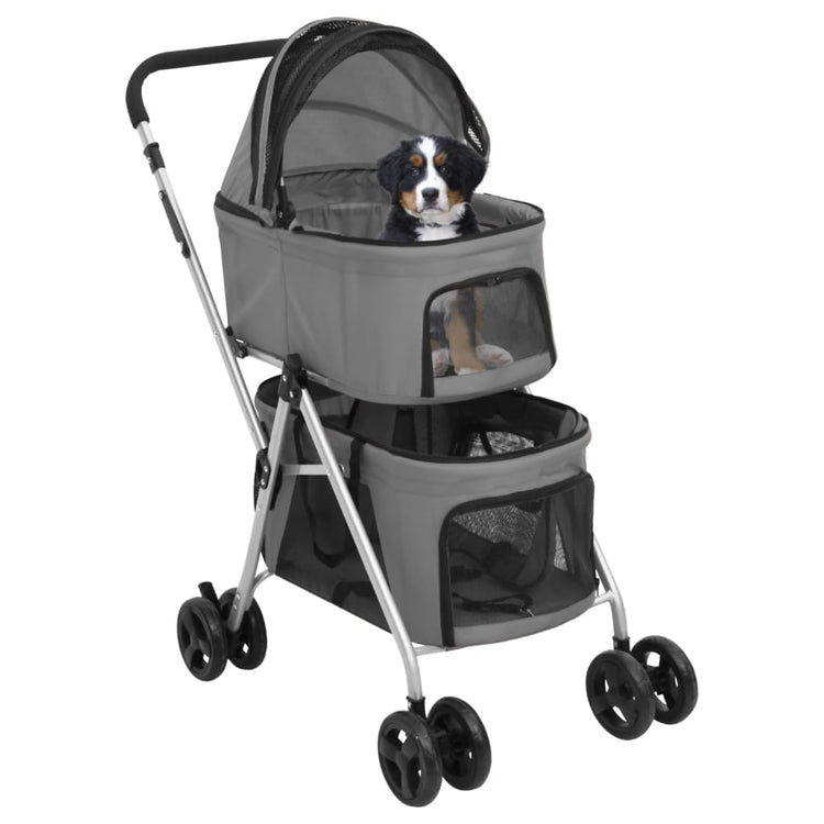 Vidaxl chien voiture 2 couches pliable 83x48x97 cm Oxford tissu gris
