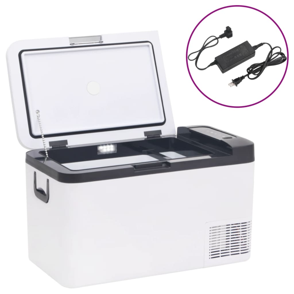 Vidaxl Cool Boîte avec poignée et adaptateur 25 l pp pe noir et blanc