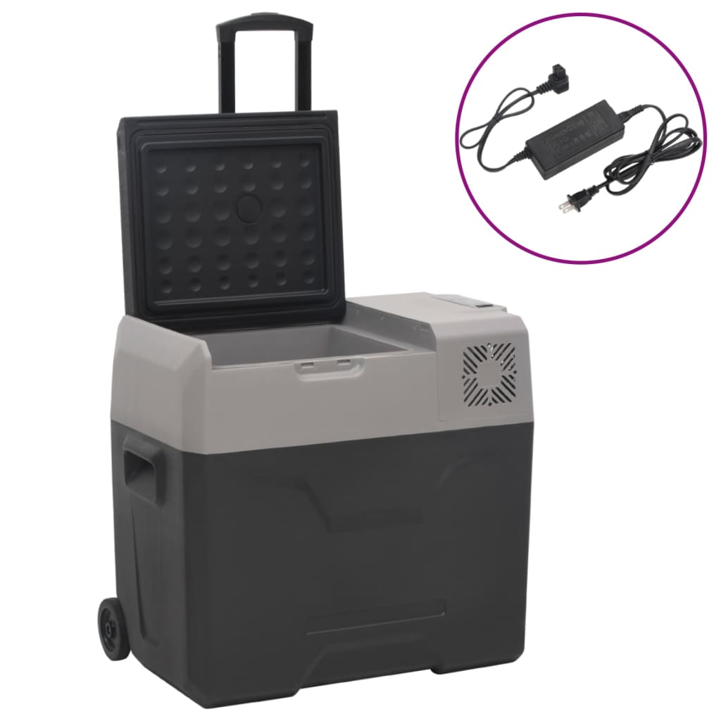 Vidaxl Cool Boîte avec roues et adaptateur 50 L Polypropène noir et gris