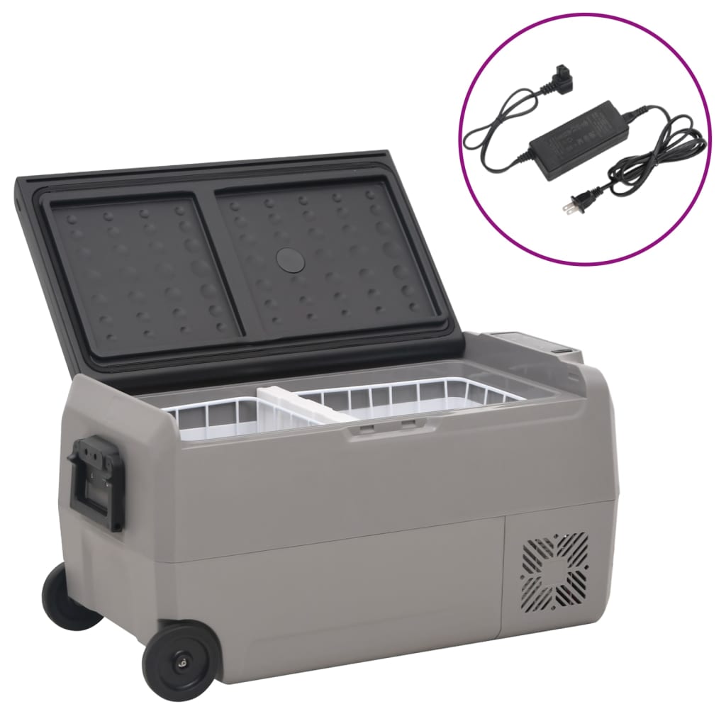 Vidaxl Cool Box avec roues et adaptateur 36 L pp et pe noir et gris