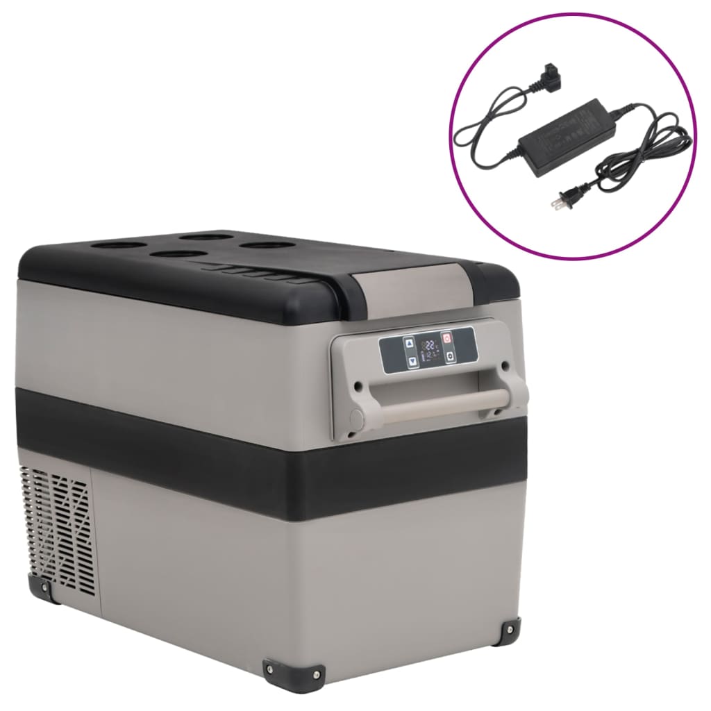 Vidaxl Cool Boîte avec poignée et adaptateur 55 l pp pe noir et gris