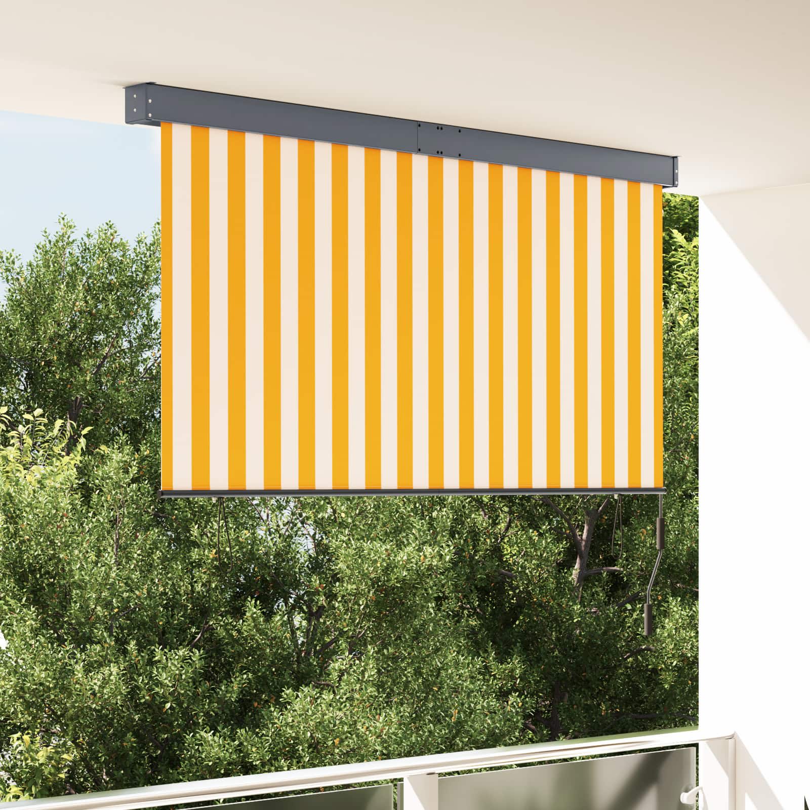 Vidaxxl store enrouleur blanc et orange 180 x 250 cm tissu et aluminium