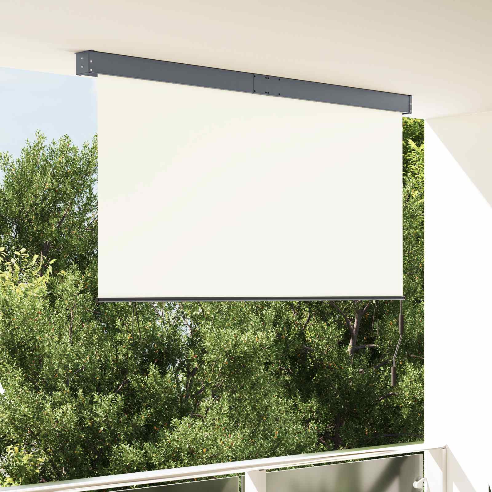 Vidaxxl store enrouleur avec rideaux crème 180 x 250 cm tissu et aluminium