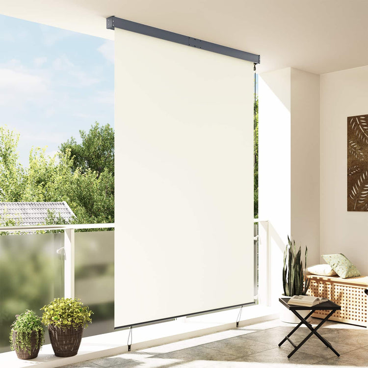Vidaxxl store enrouleur avec rideaux crème 180 x 250 cm tissu et aluminium