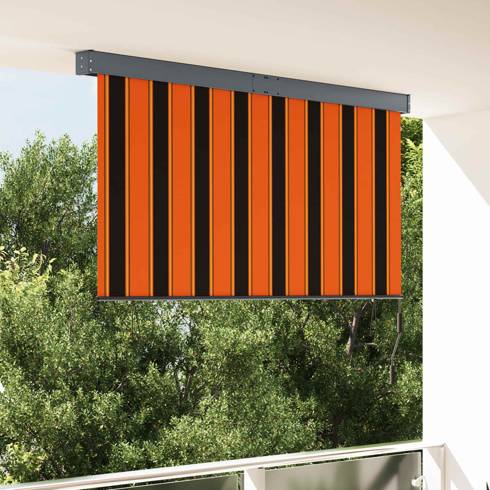 Vidaxxl store enrouleur orange et marron 180 x 250 cm tissu et aluminium