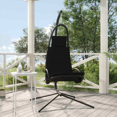 Vidaxl Rocking Chair avec tissu oxford et coussin noir en acier
