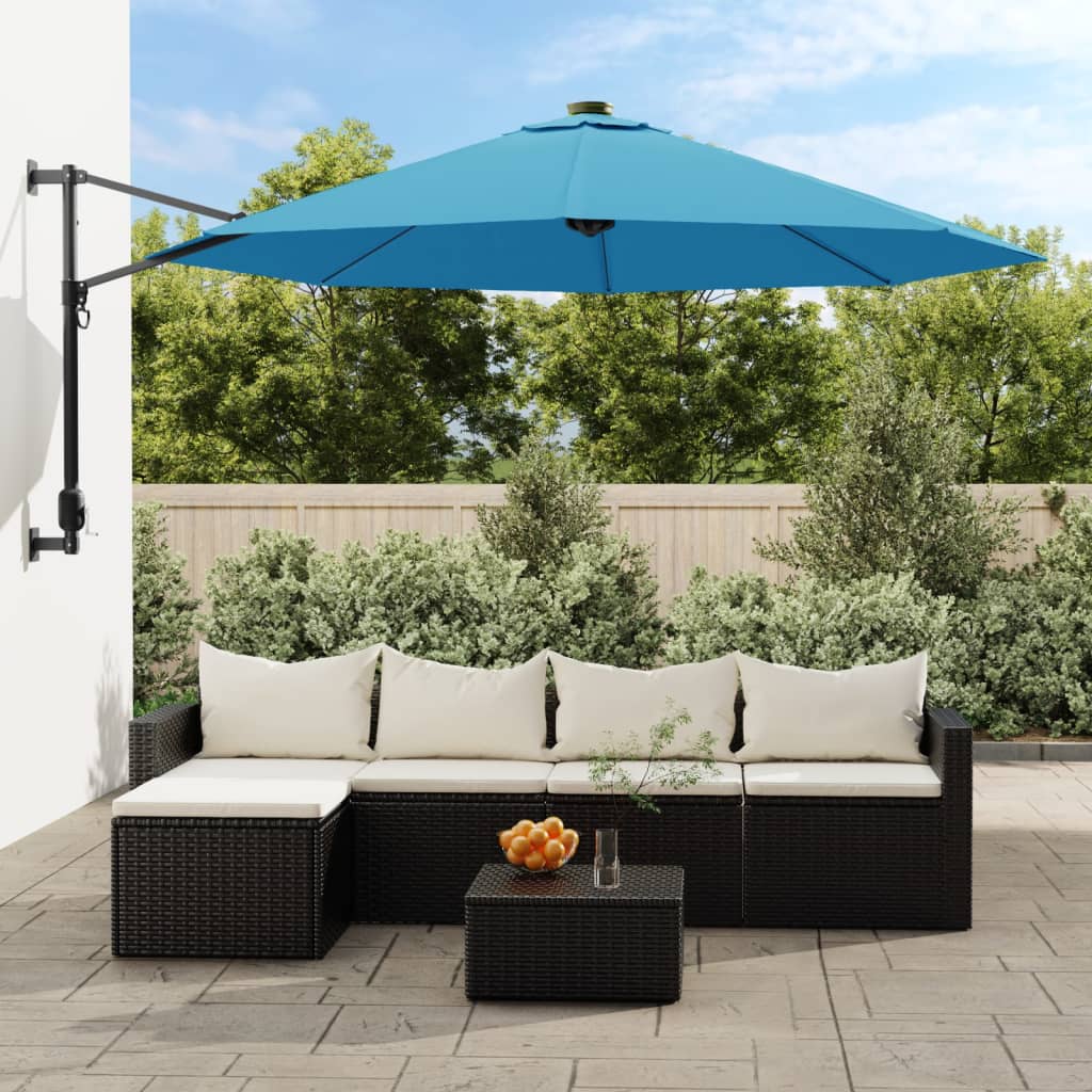 Vidaxl Wall Parasol 290 cm Bleu de mer