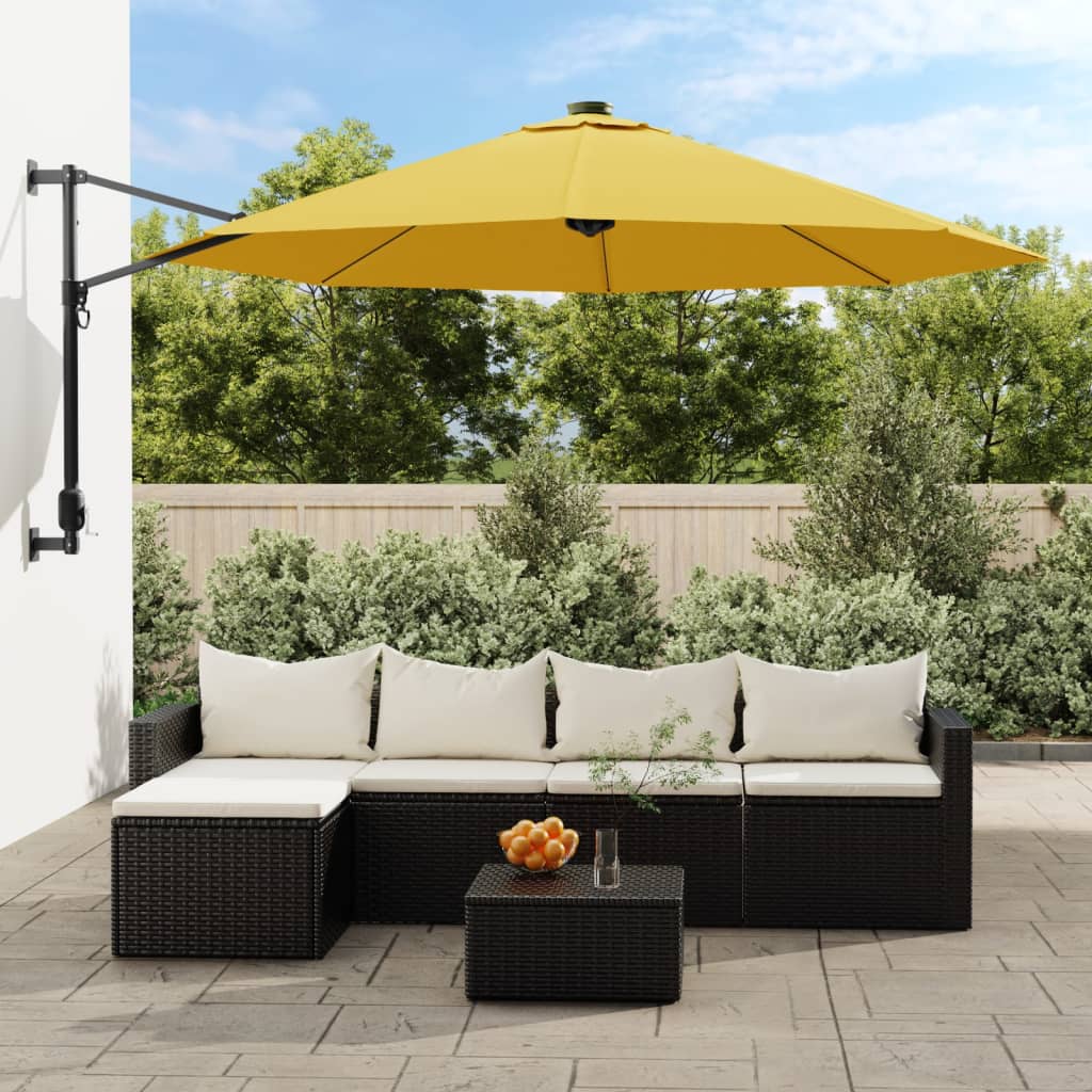 Vidaxl Wall Parasol 290 cm jaune