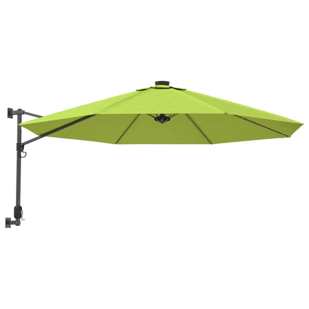 Parasol mural vidaxl avec LEDS 290 cm Green de pomme