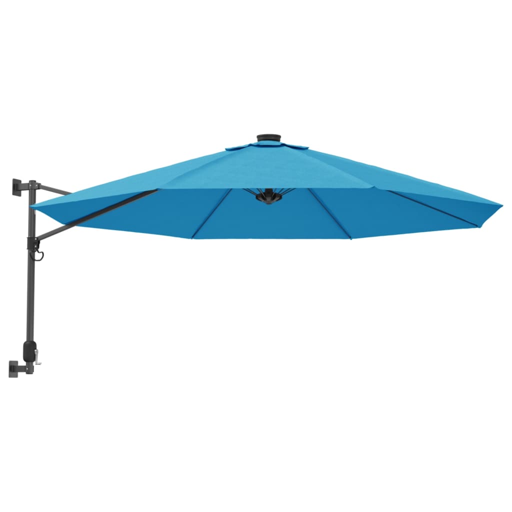 Parasol mural vidaxl avec LEDS 290 cm bleu de mer