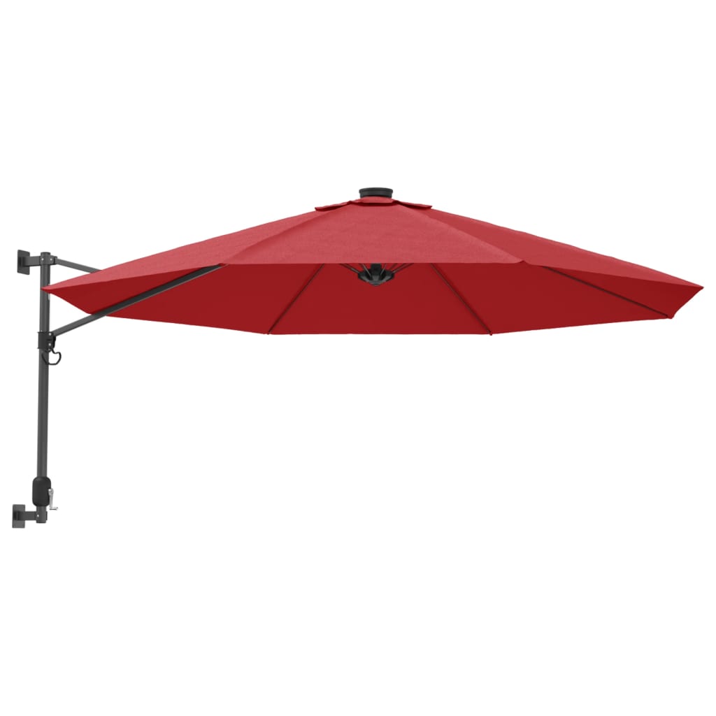 Parasol mural vidaxl avec LEDS 290 cm rouge vif