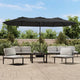 Vidaxl Parasol Double Roof avec LED 449x245 cm anthracite -colored