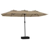 Vidaxl parasol double toit avec LED 449x245 cm taupe - afbeelding 2