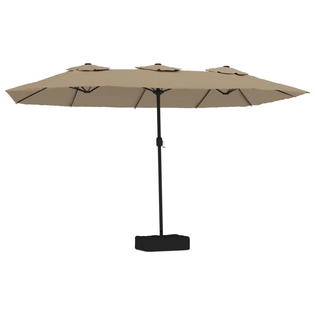 Vidaxl parasol double toit avec LED 449x245 cm taupe