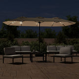 Vidaxl parasol double toit avec LED 449x245 cm taupe - afbeelding 3