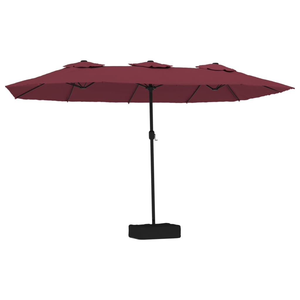 Vidaxl parasol double toit avec LED 449x245 cm Bordeaux rouge