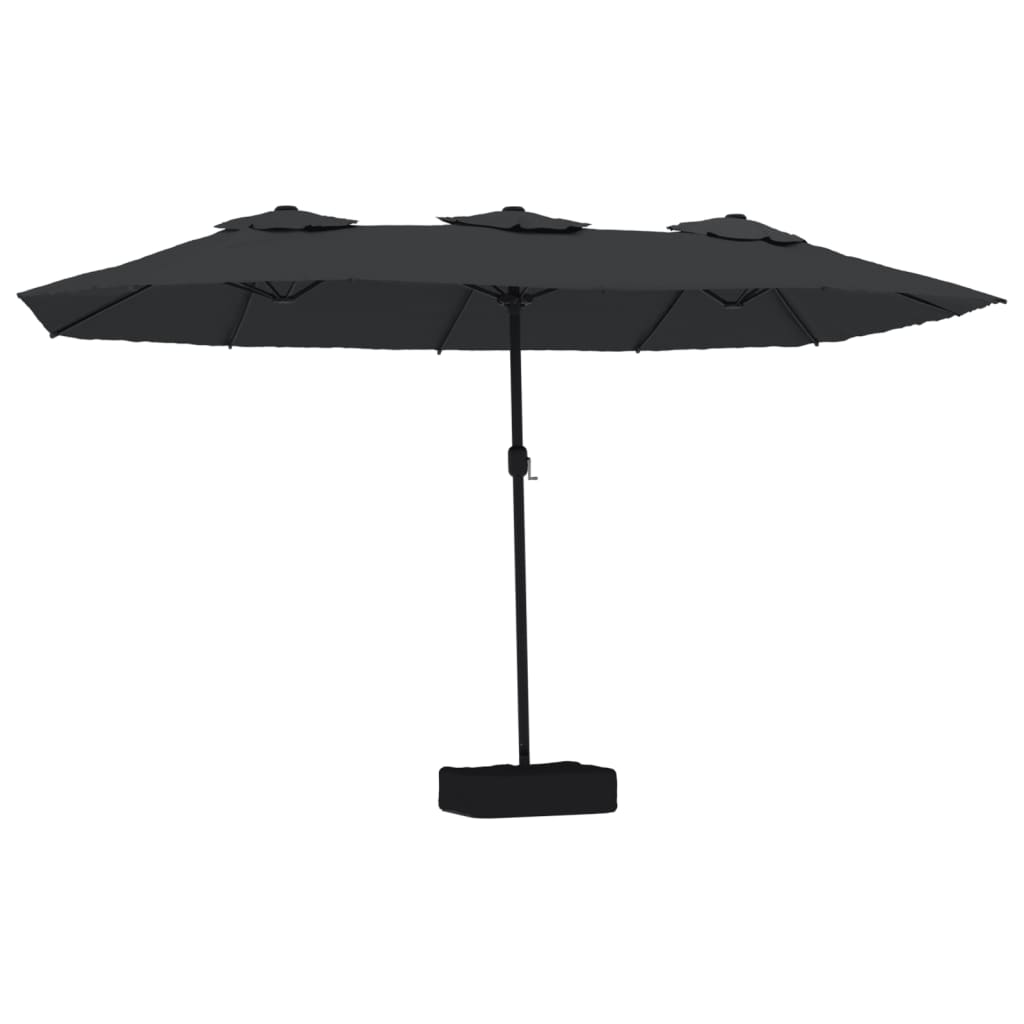 Vidaxl parasol double toit avec LED 449x245 cm noir