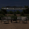Vidaxl parasol double toit avec LED 449x245 cm noir