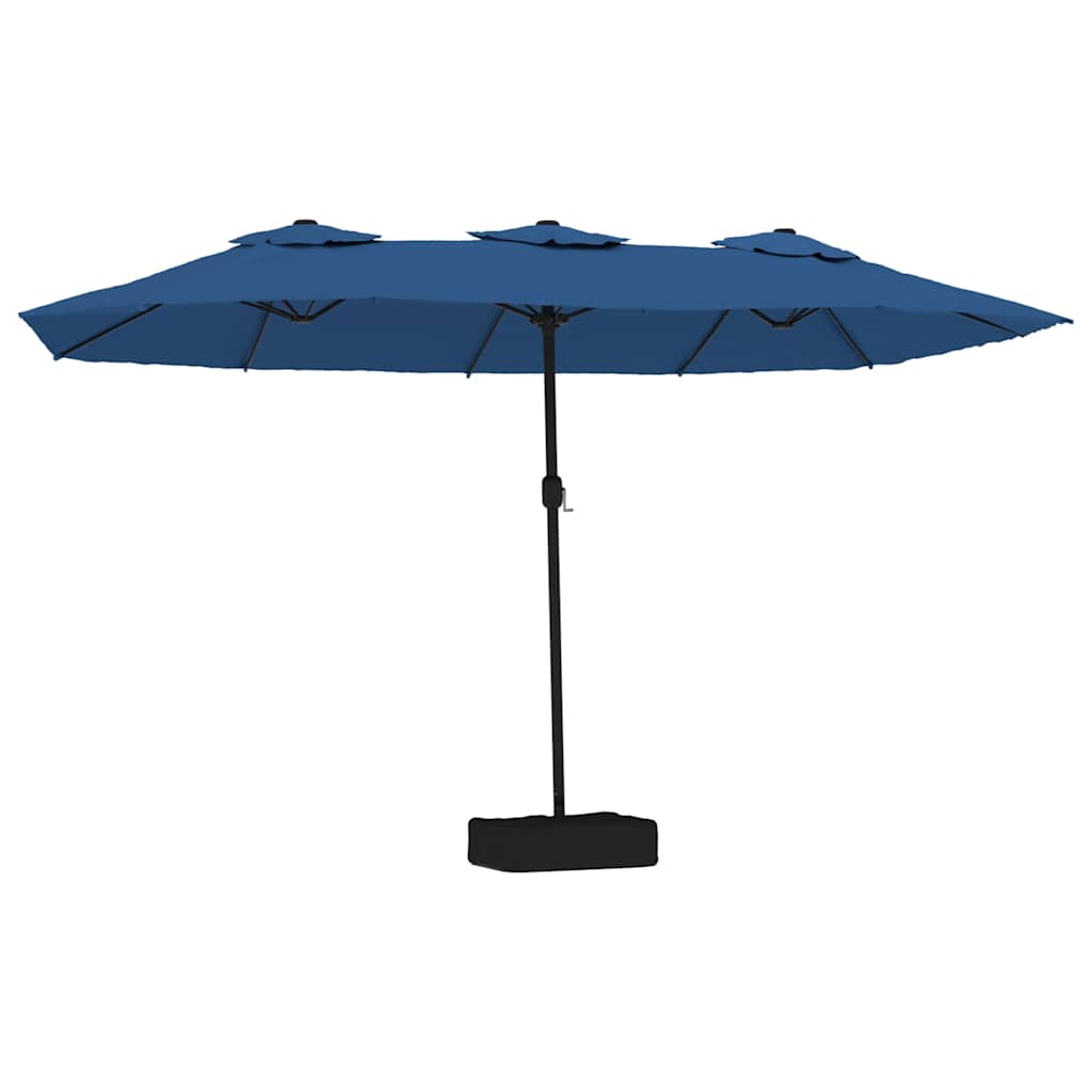 Vidaxl Parasol Double Roof avec LED 449x245 cm Azure Bleu
