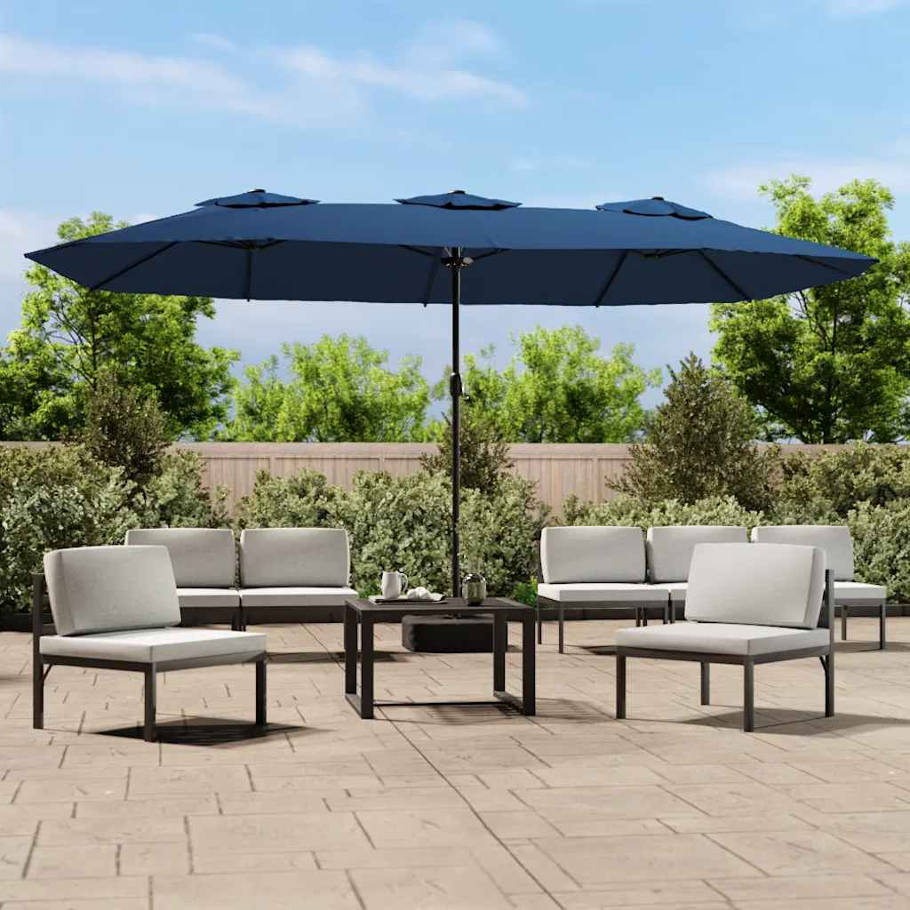 Vidaxl Parasol Double Roof avec LED 449x245 cm Azure Bleu