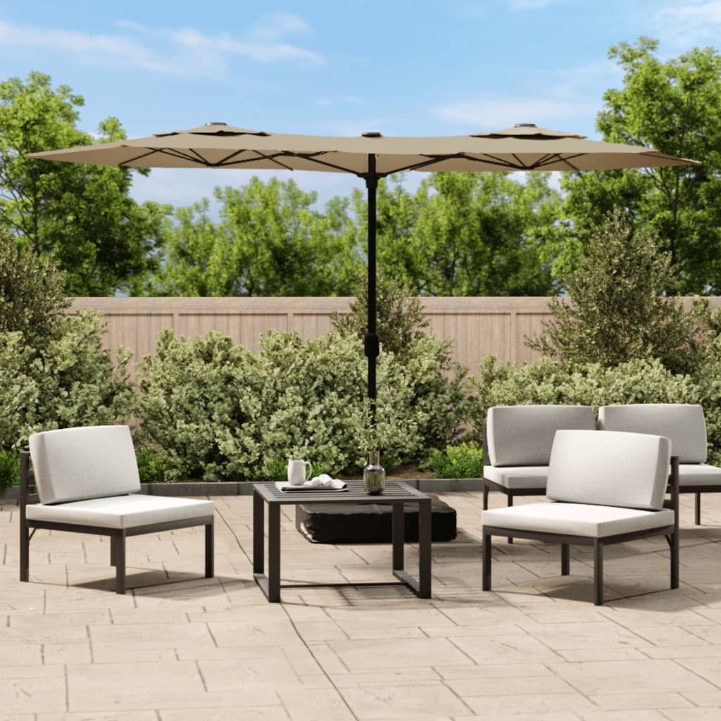 Vidaxl parasol double toit 316x240 cm taupe
