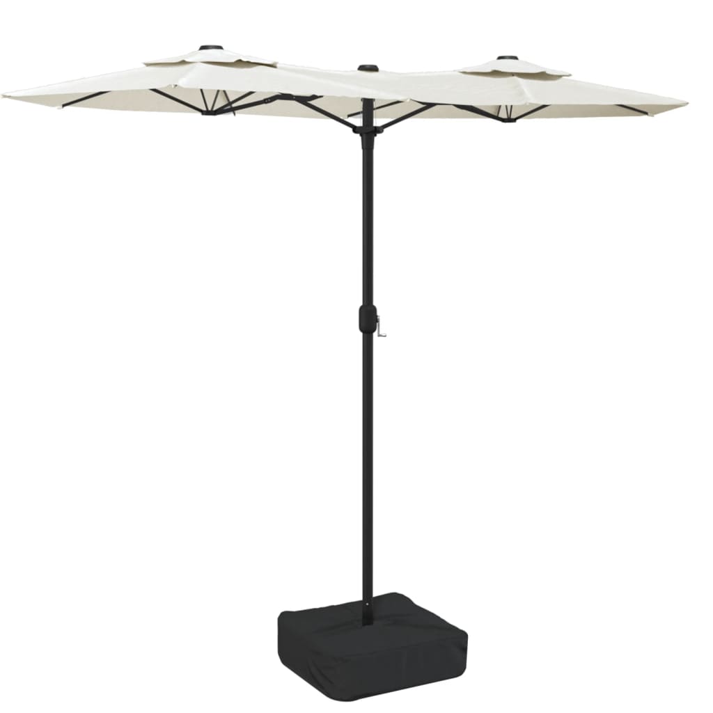 Vidaxl parasol double toit avec LED 316x240 cm Blanc