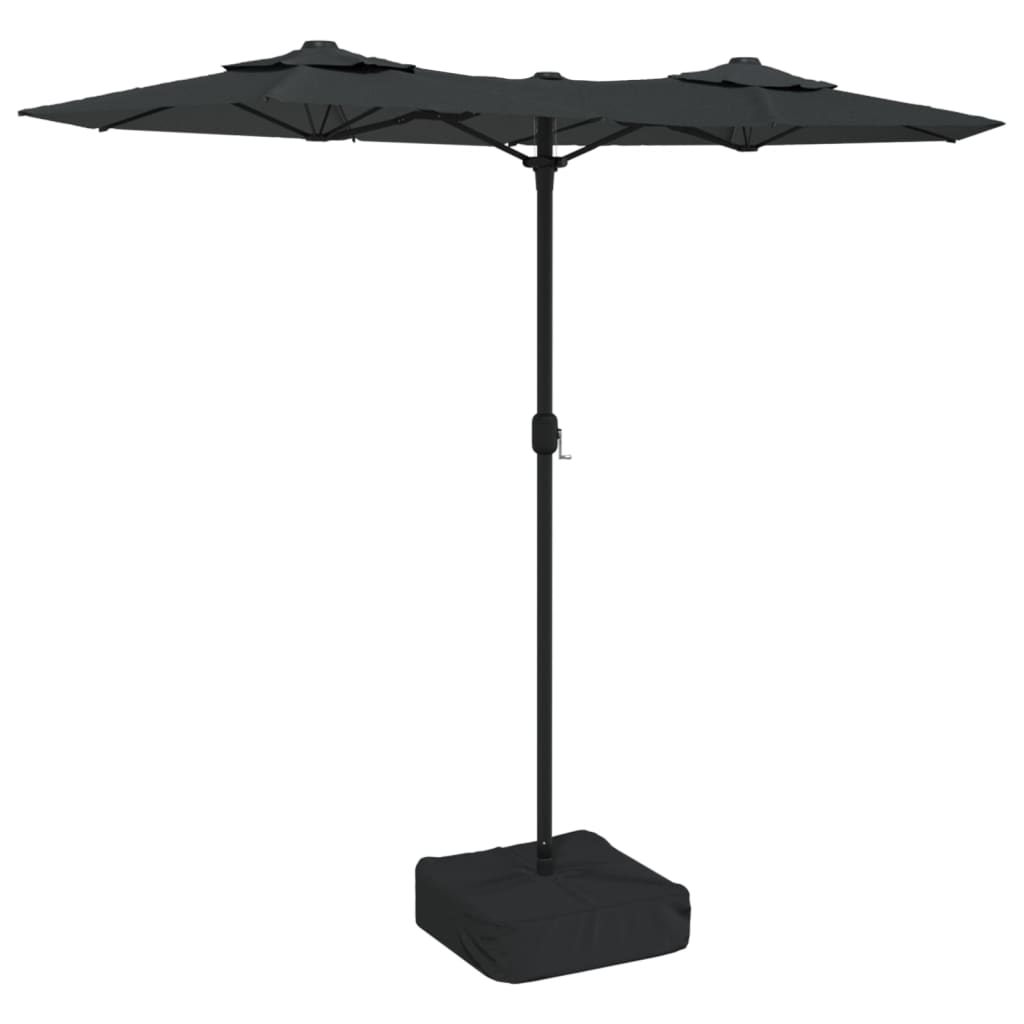 Vidaxl Parasol Double Roof avec LEDS 316x240 cm anthracite -colored