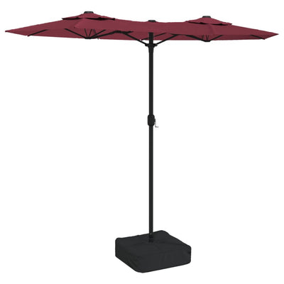 Vidaxl parasol double toit avec LED 316x240 cm Bordeaux rouge
