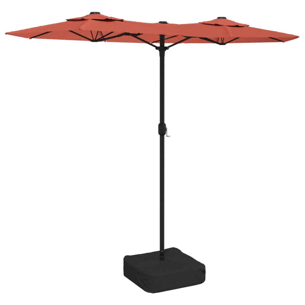 Vidaxl parasol double toit avec LEDS 316x240 cm en terre cuite -colored