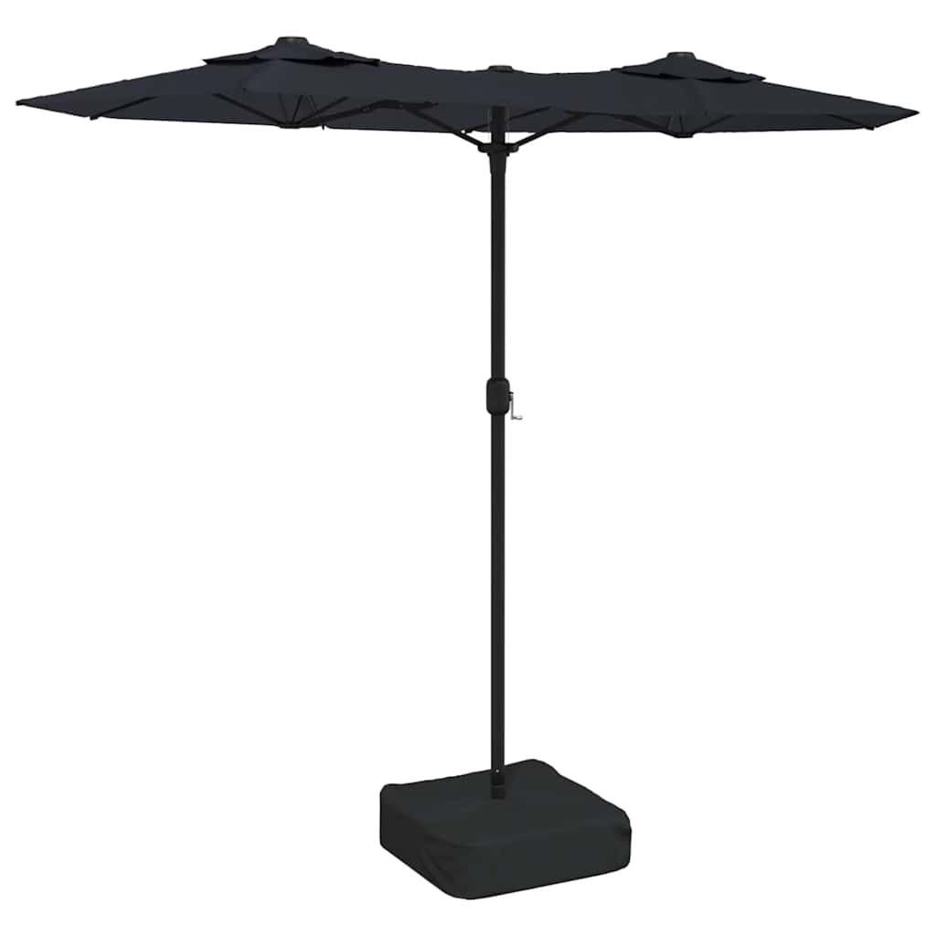 Vidaxl parasol double toit avec LEDS 316x240 cm noir