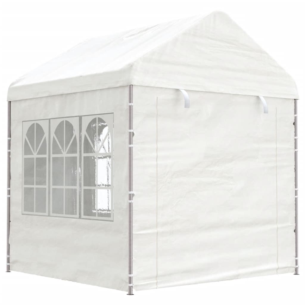 Arbor Vidaxl avec toit 11.15x2.28x2.69 m blanc en polyéthylène