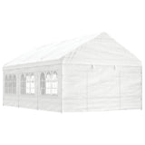 Arbor Vidaxl avec toit 6.69x4.08x3,22 m Blanc en polyéthylène - afbeelding 1