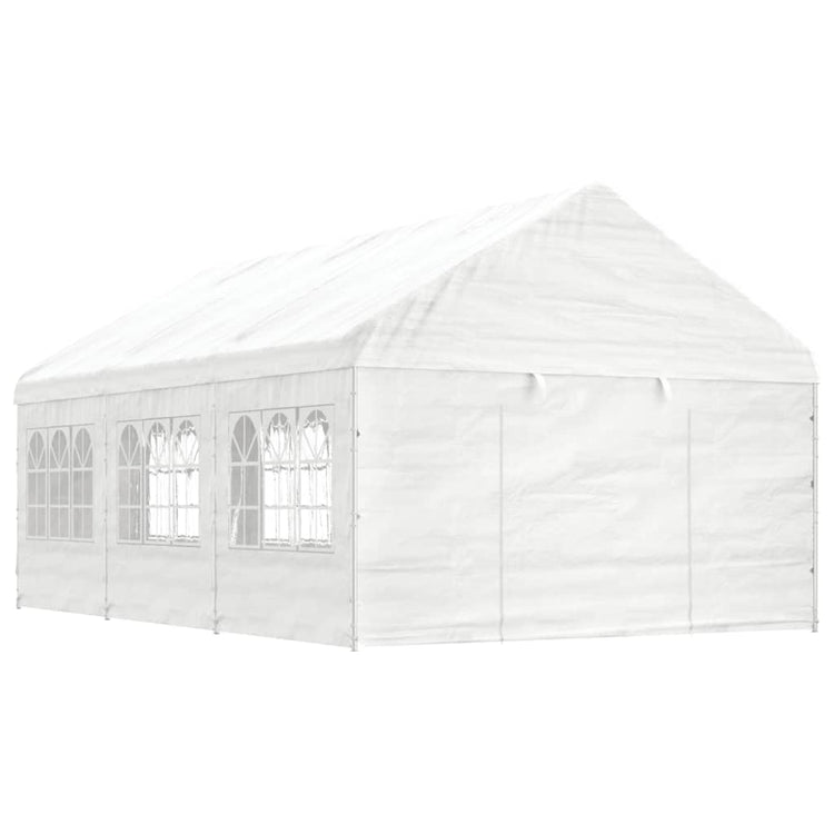 Arbor Vidaxl avec toit 6.69x4.08x3,22 m Blanc en polyéthylène