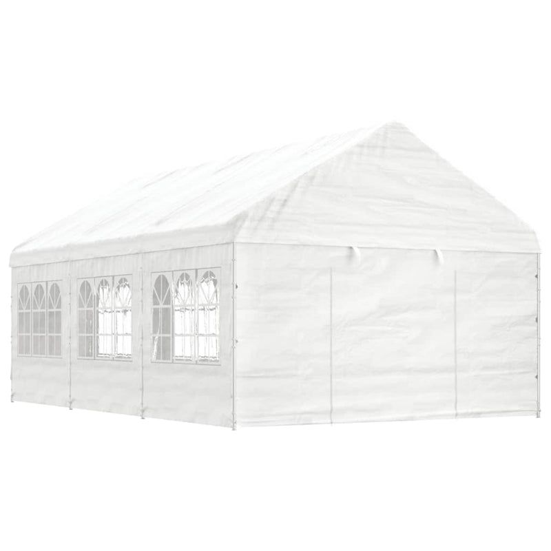 Arbor Vidaxl avec toit 6.69x4.08x3,22 m Blanc en polyéthylène