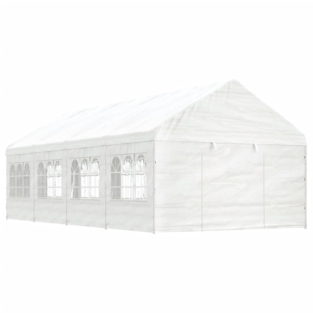 Arbor vidaxl avec toit 8.92x4.08x3,22 m Blanc en polyéthylène