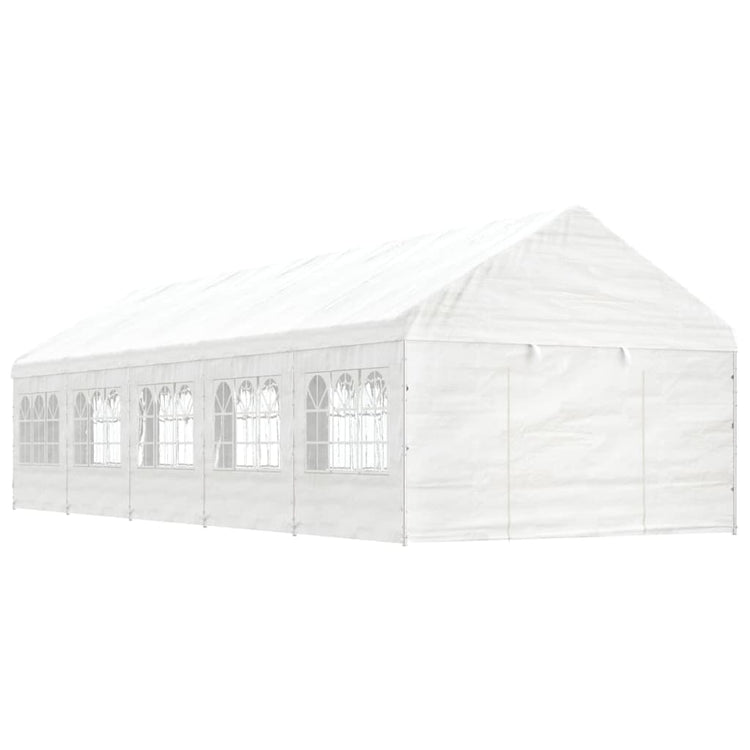 Arbor Vidaxl avec toit 11.15x4.08x3,22 m Blanc en polyéthylène
