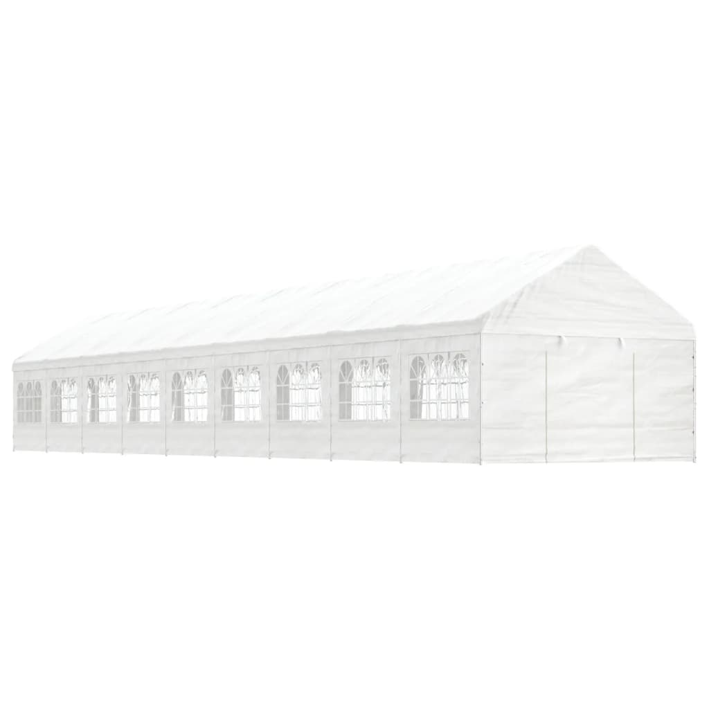 Vidaxl Arbor avec toit 20.07x4.08x3.22 m Blanc en polyéthylène