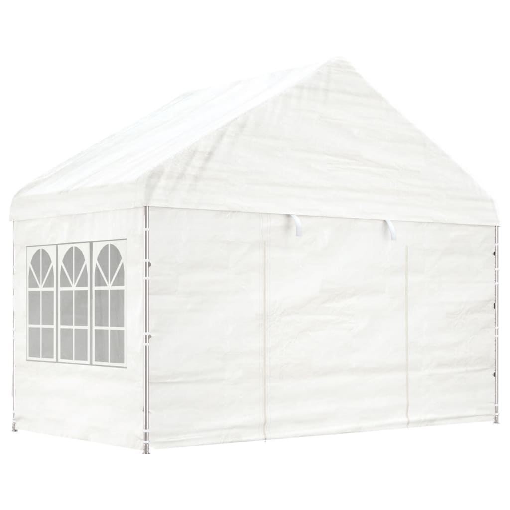 Vidaxl Arbor avec toit 20.07x4.08x3.22 m Blanc en polyéthylène